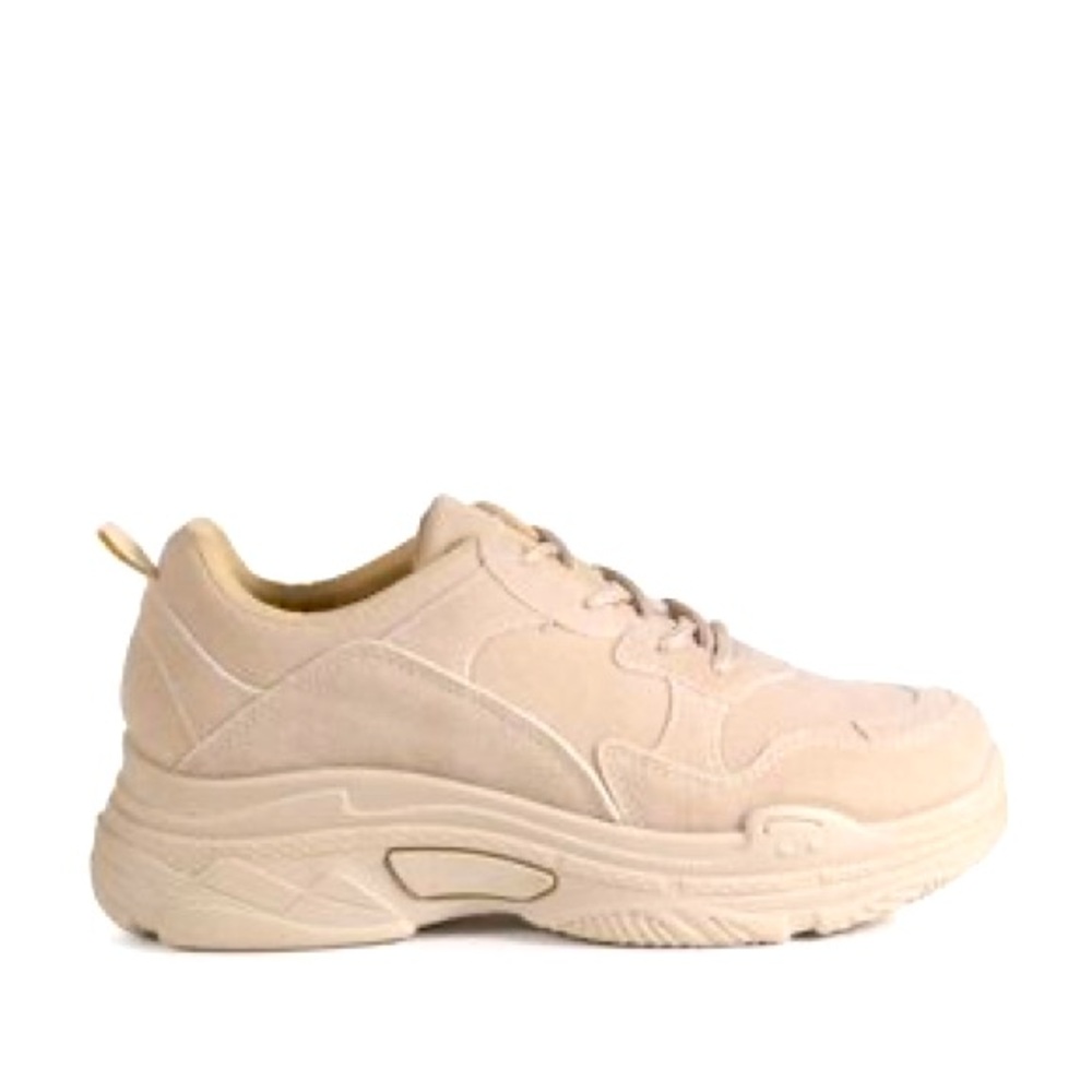 Nude Chunky Sole Faux Suede Sneakers.
